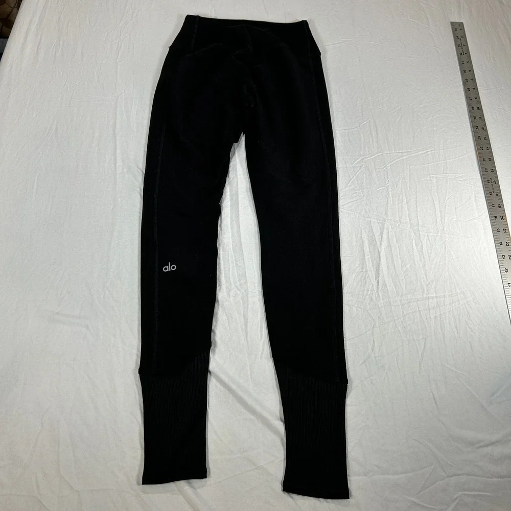 Alo Yoga Alosoft Lounge Legging Black High Waist Ribbed Cuff W5762R Small